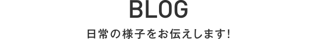BLOG 日常の様子をお伝えします！